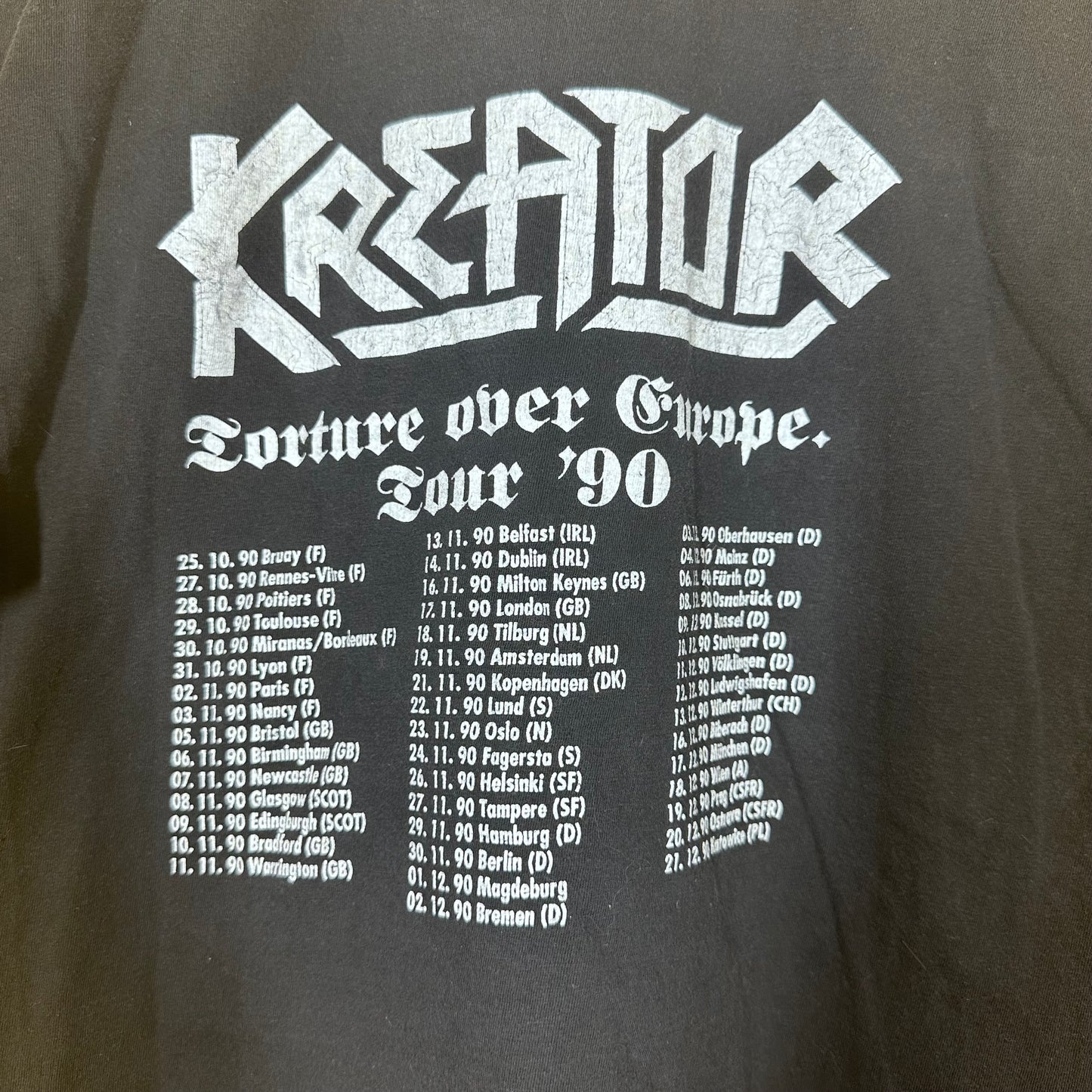VTG Kreator 1990 Europe Tour Metal Tee Shirt Sz L Single Stitch