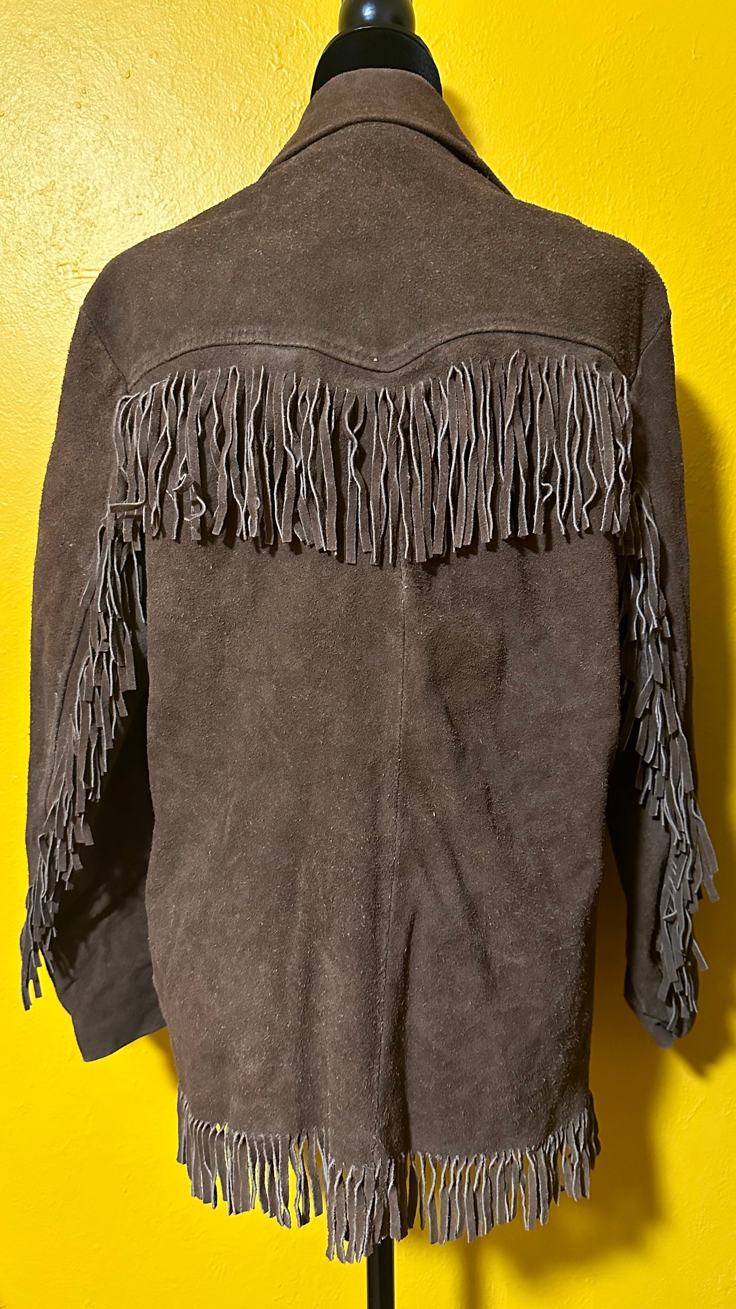 Vintage 1970s Western Fringe Suede Jacket L