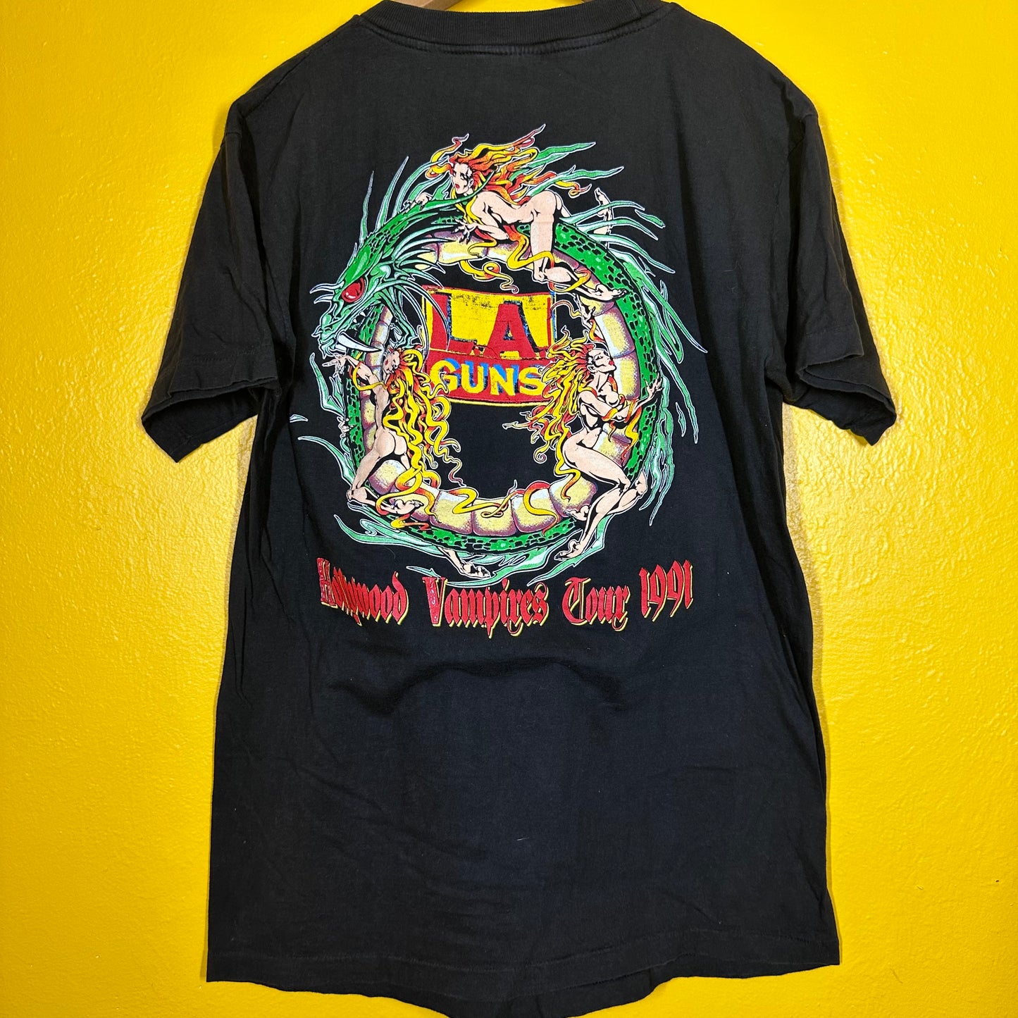 Vintage 1991 LA Guns Hollywood Vampires Tour Tee Single Stitch Sz M