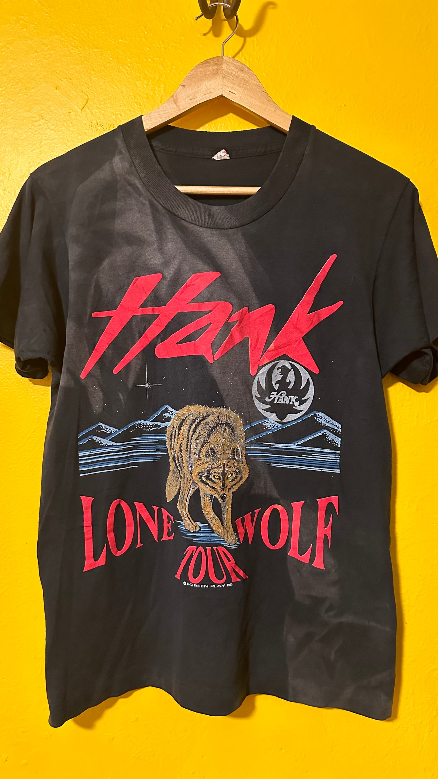 Vintage 1990 Hank Williams Lone Wolf Tour Tee Single Stitch M