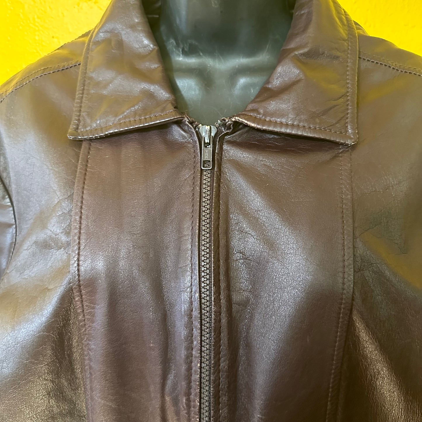 Vintage 1980s Brown Leather Sherpa Lined Bomber Sz L