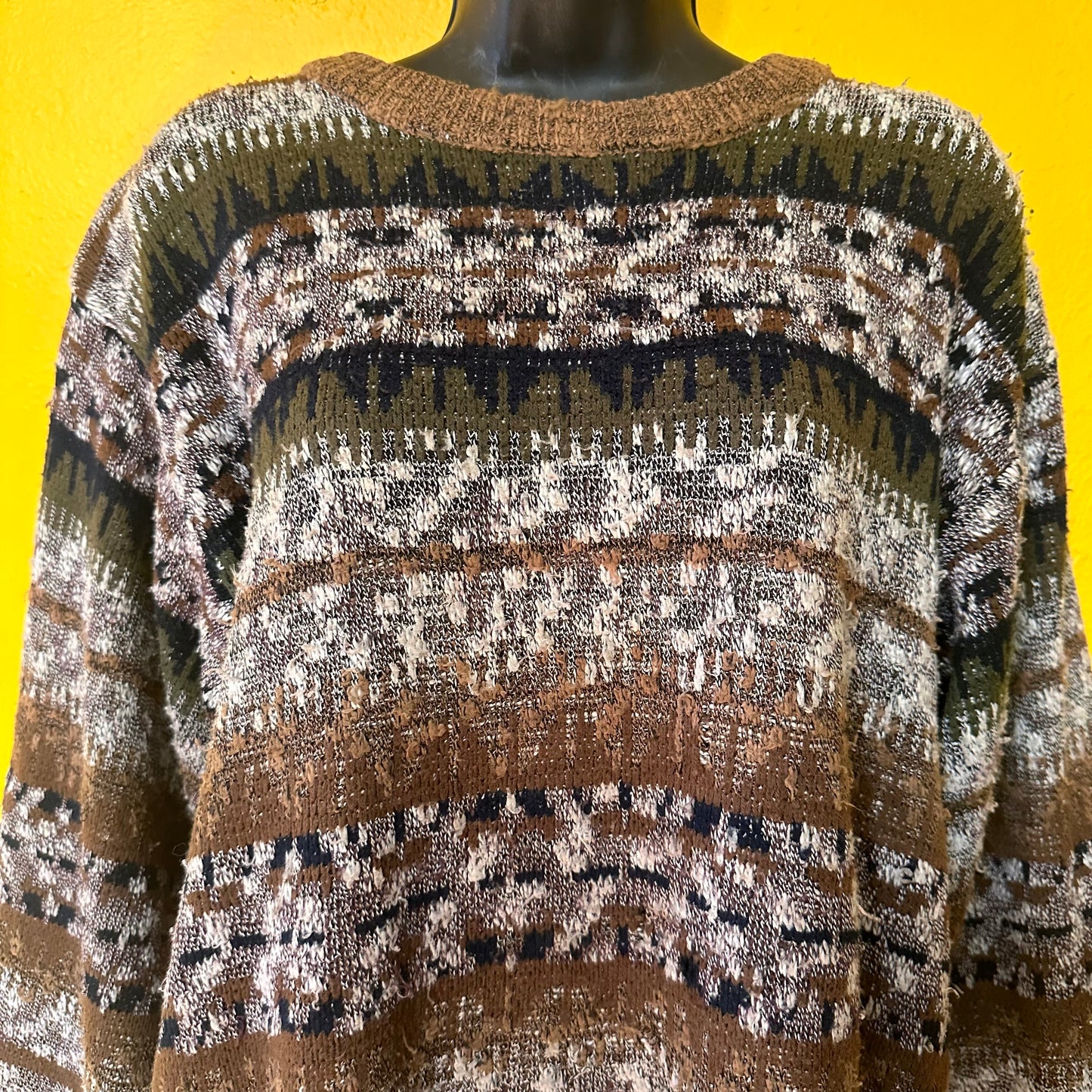 Vintage Brown Pattered Grandpa Sweater M