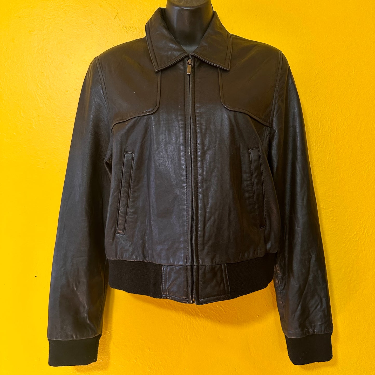 Vintage Black Lightweight Leather Bomber Wilson’s Leather Sz M