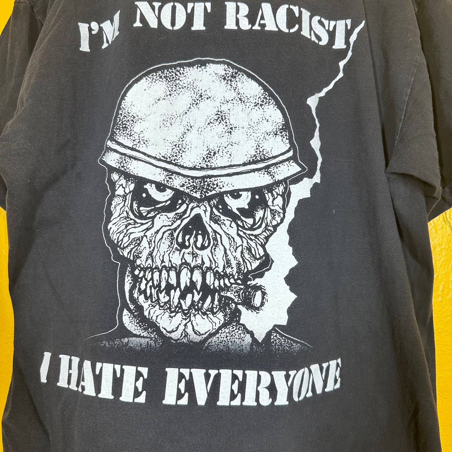 Vintage 1990s S.O.D Pushead Single Stitch I’m not Racist Tee Sz L Backhit
