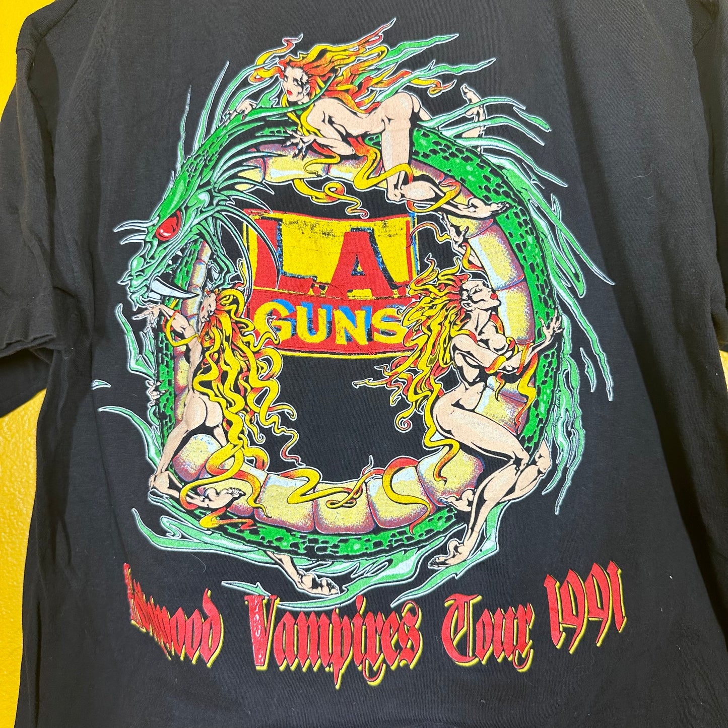 Vintage 1991 LA Guns Hollywood Vampires Tour Tee Single Stitch Sz M