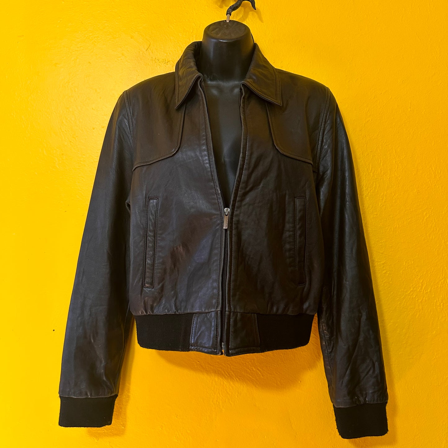 Vintage Black Lightweight Leather Bomber Wilson’s Leather Sz M