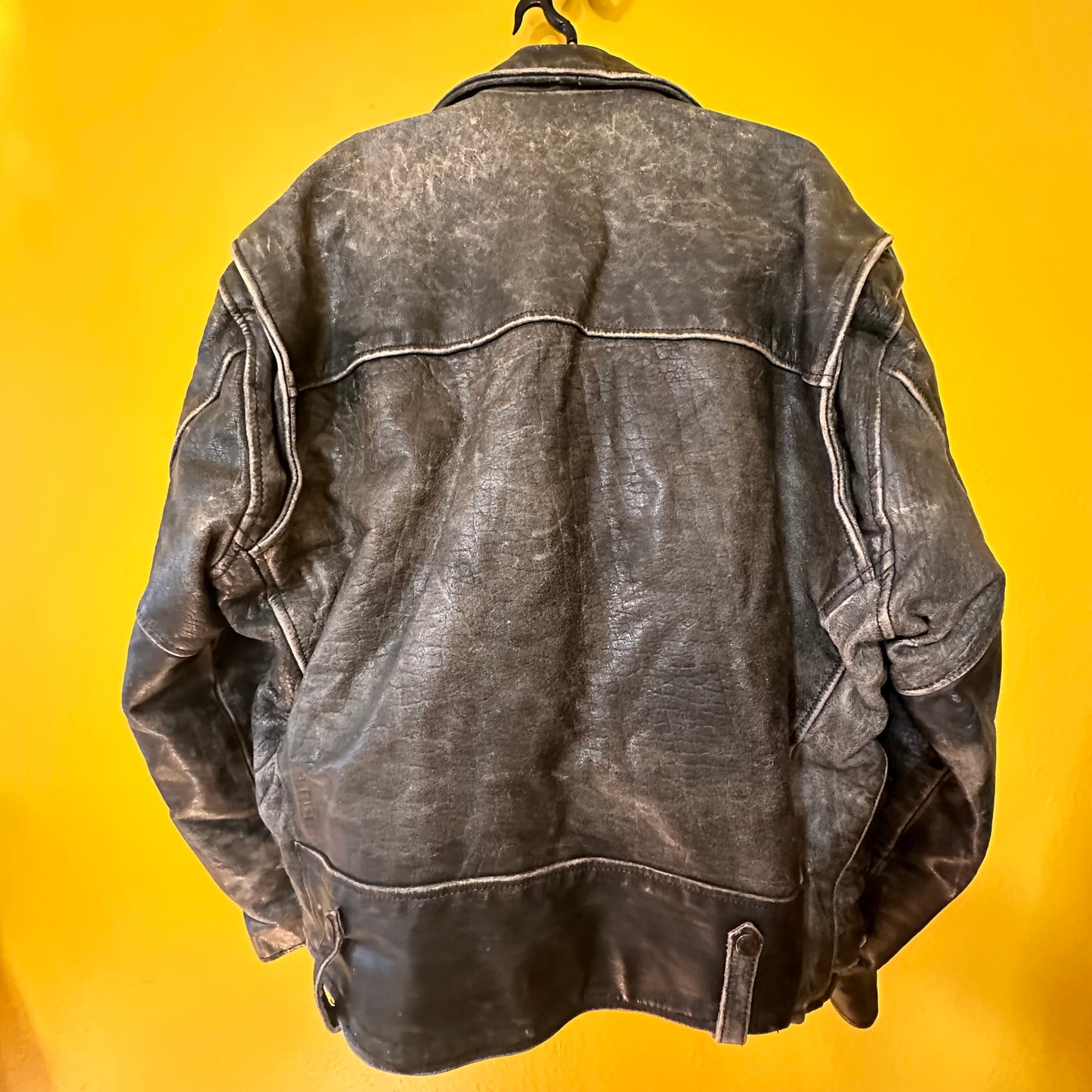 Vintage Handmade Distressed Leather Motorcycle Jacket XL