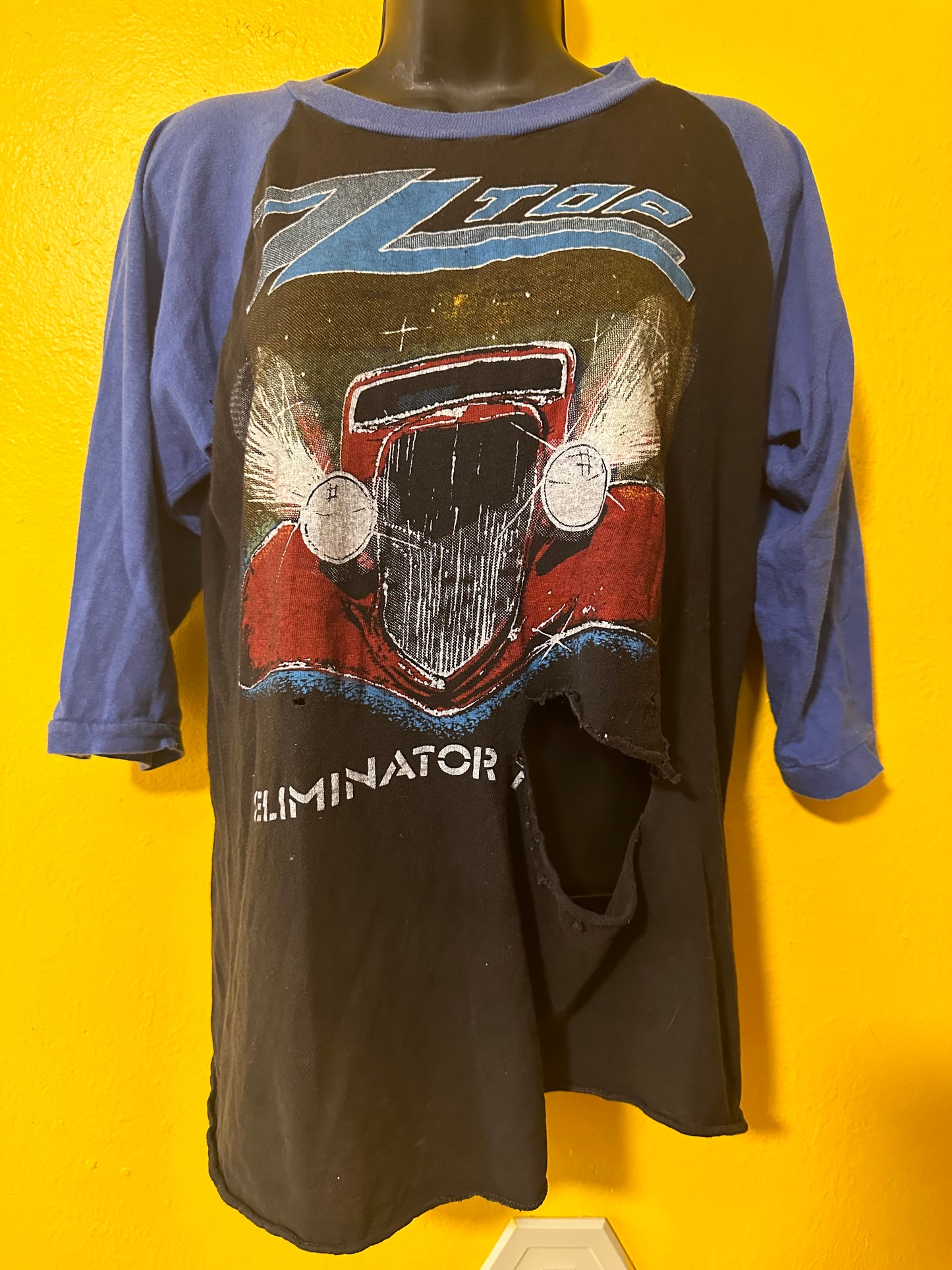 THRASHED 1980s ZZ Top Raglan M vintage
