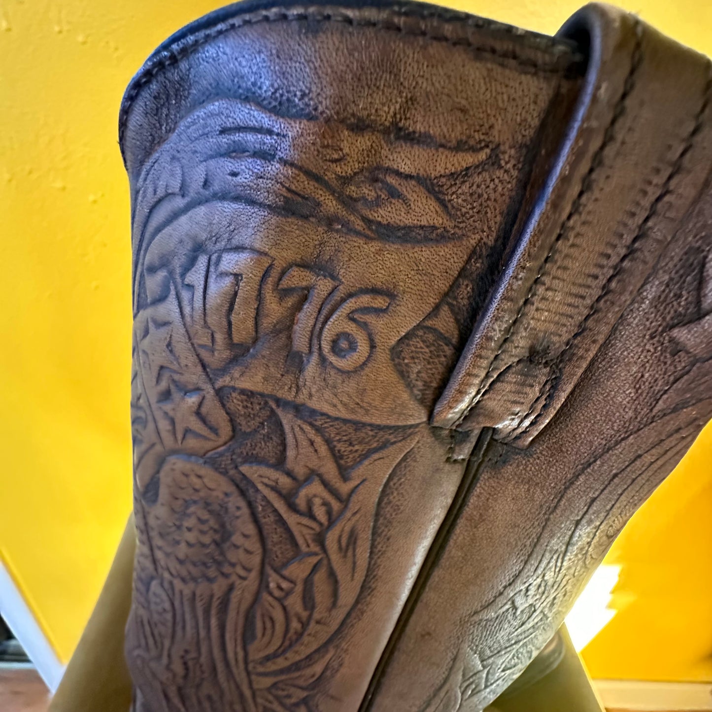 Vintage Acme Cowboy Boots Hand Tooled 1776 Eagle USA Sz 8b