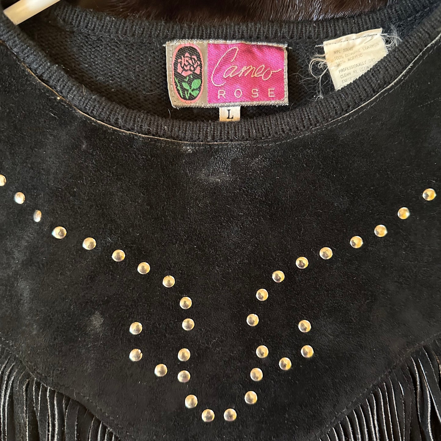 1980s Western Vintage Suede Studded Sweater S L