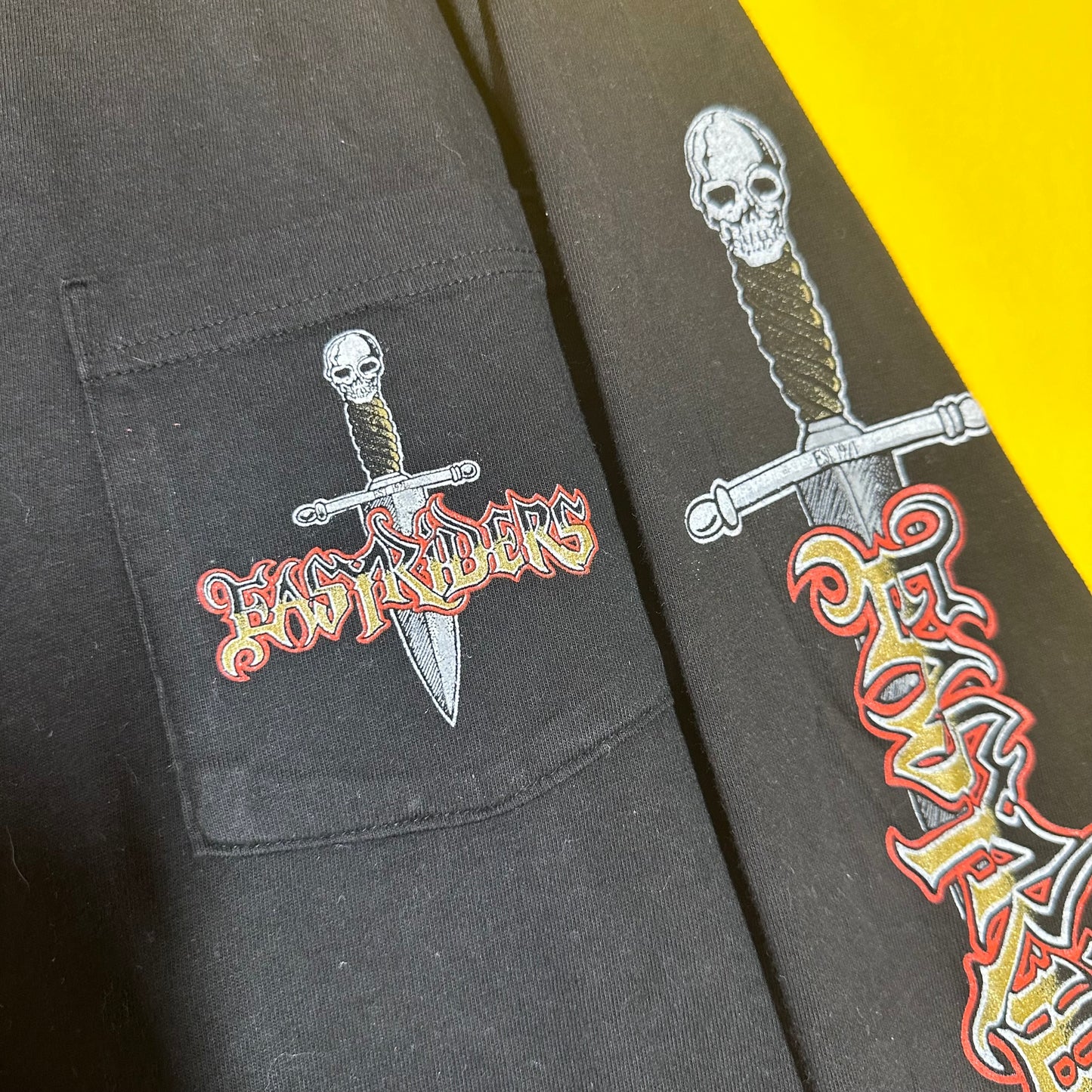 Vintage 1996 EASYRIDERS Dagger Longsleeve with Backhit and Sleevehits Biker Tee Sz XL