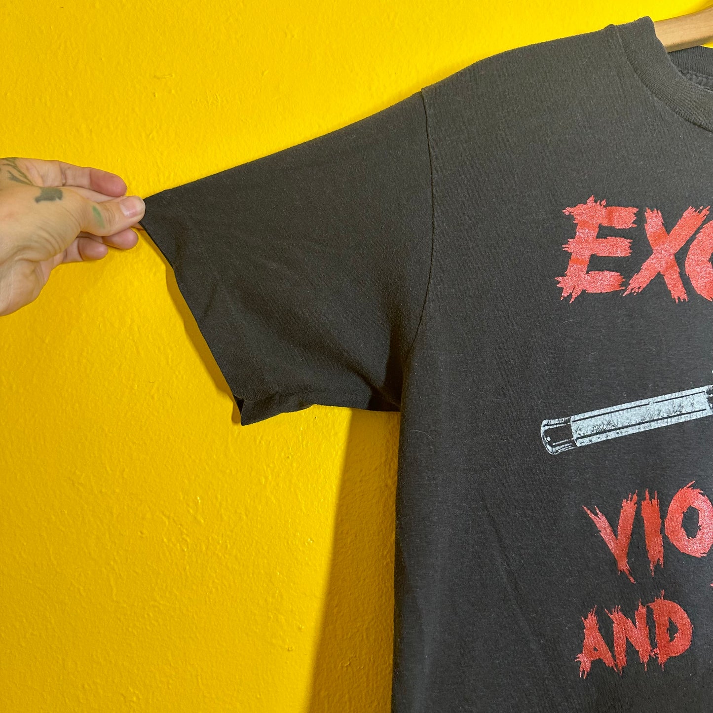 Vintage 1980s Exciter Violence and Force U.S Attack Single Stitch Tee Sz M