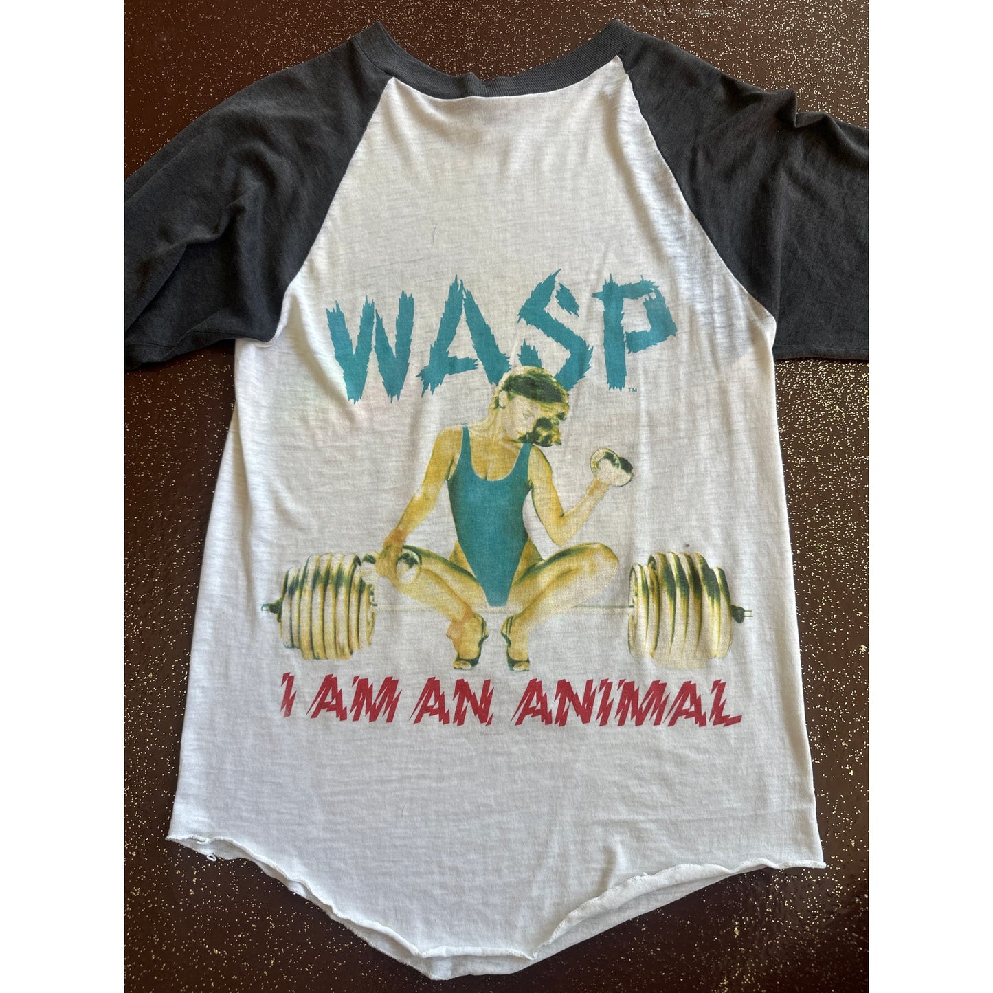 1986 RARE WASP PAPER THIN RAGLAN TEE VINTAGE VTG