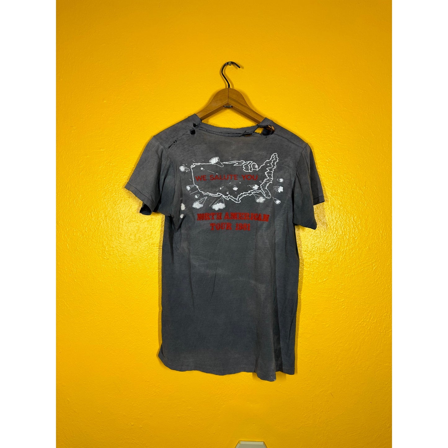 Vtg AC/DC 1981 Tour Tee For those About to Rock Distressed Sz S/M Rock T