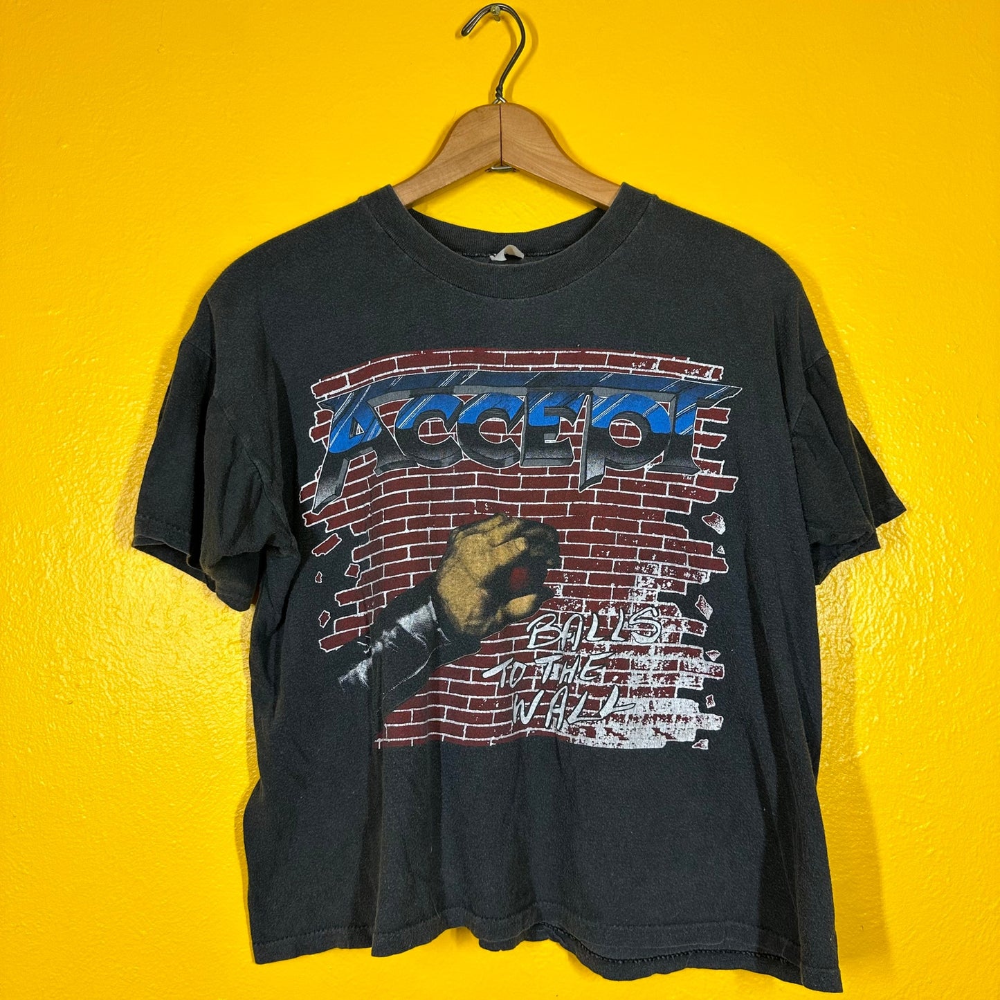 Vtg RARE Accept Metal Tee 1980s Single Stitch Sz M 1984 Tour Double sided