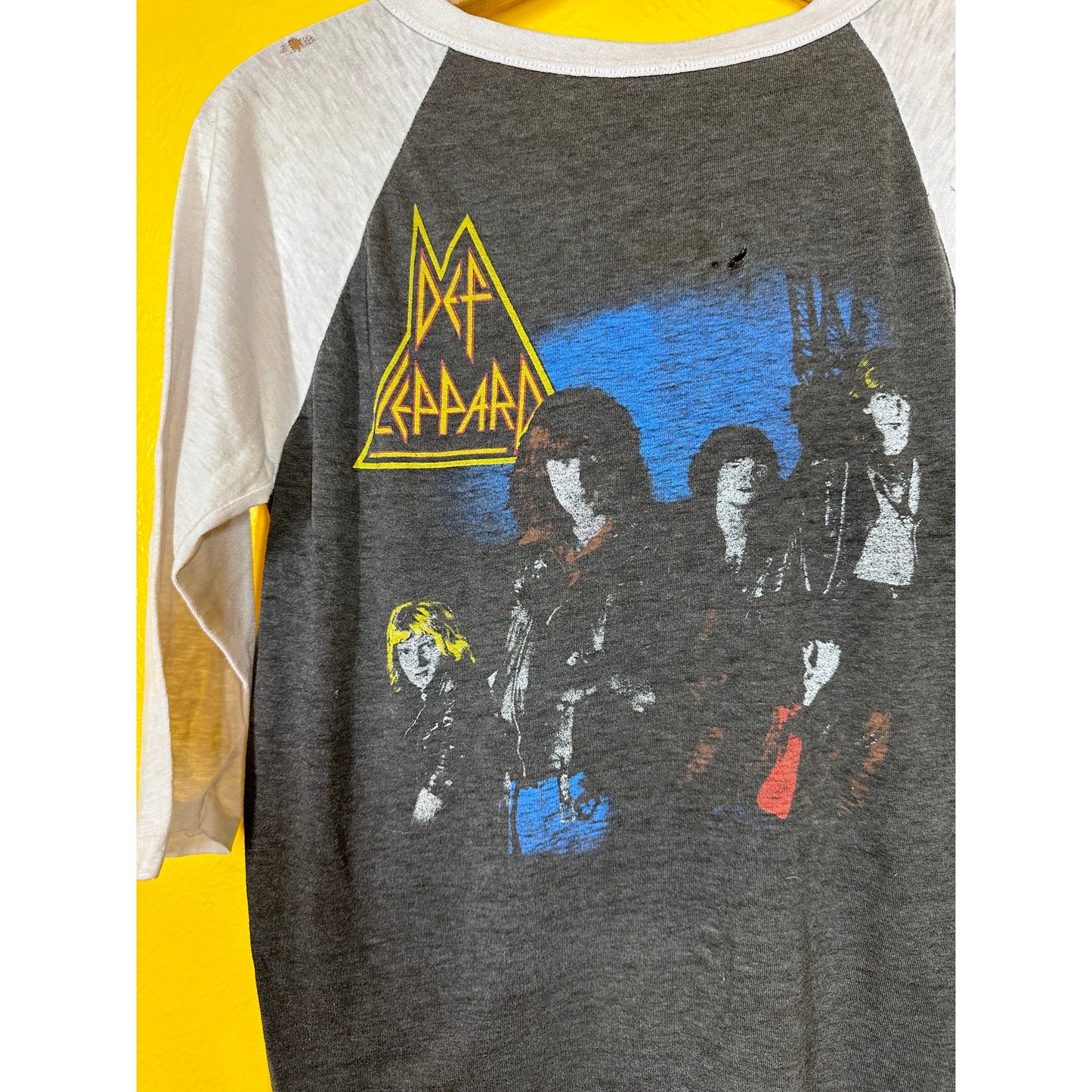 Vtg Def Leppard 80s Raglan Tee Sz S Thin Metal Rock Brigade Shirt