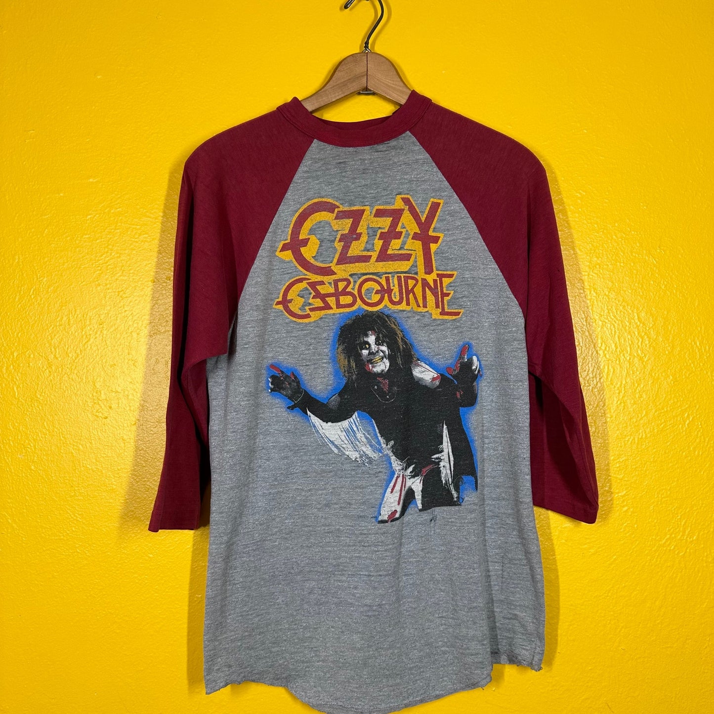 Vtg Ozzy Osbourne Dairy of a Madman Raglan 1980s sz M Dated Double Sided Single Stitch