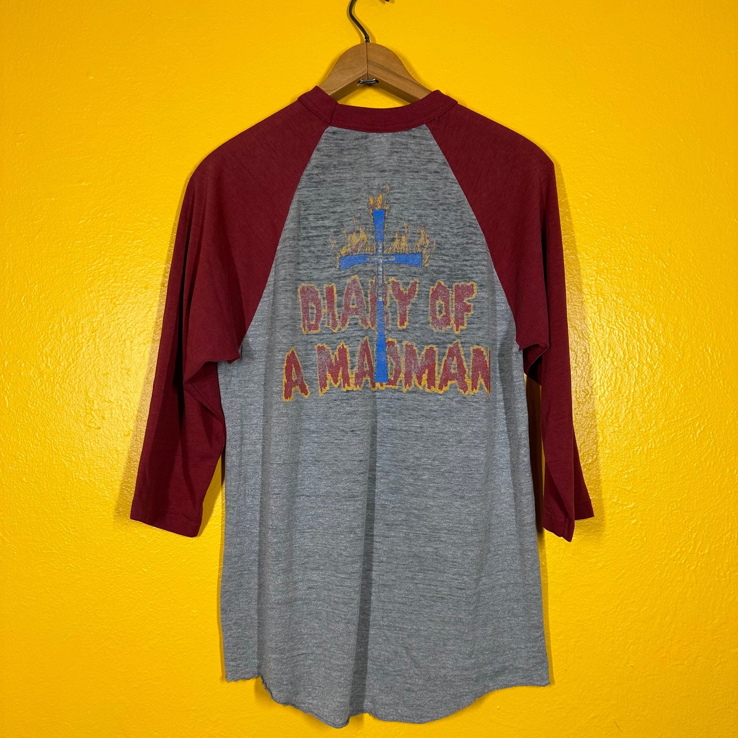 Vtg Ozzy Osbourne Dairy of a Madman Raglan 1980s sz M Dated Double Sided Single Stitch