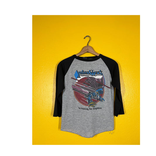 Vtg Judas Priest Raglan Tour Tee Doublesided Single Stitch Band T Sz S