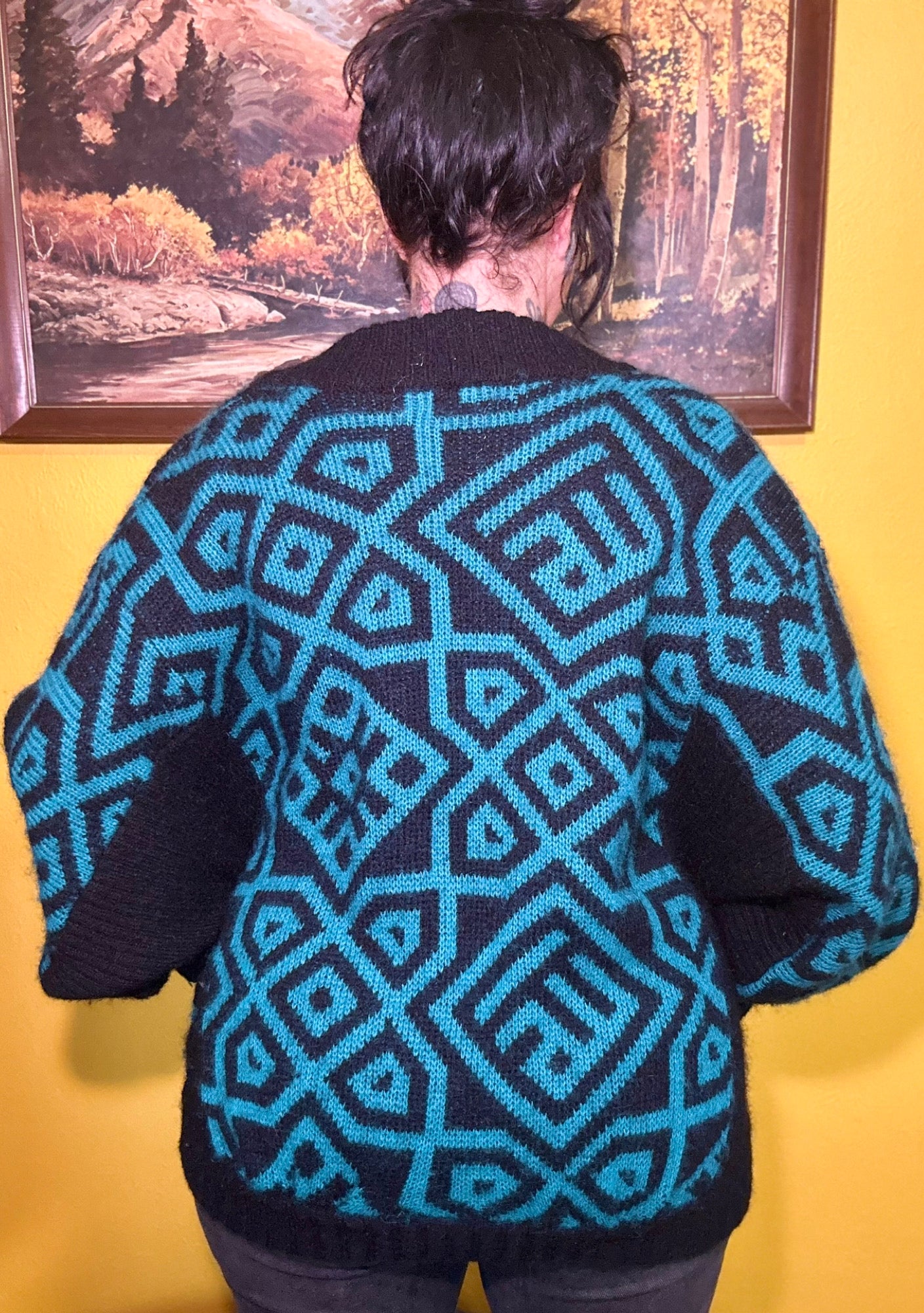Vintage oversized Abstract Cardigan