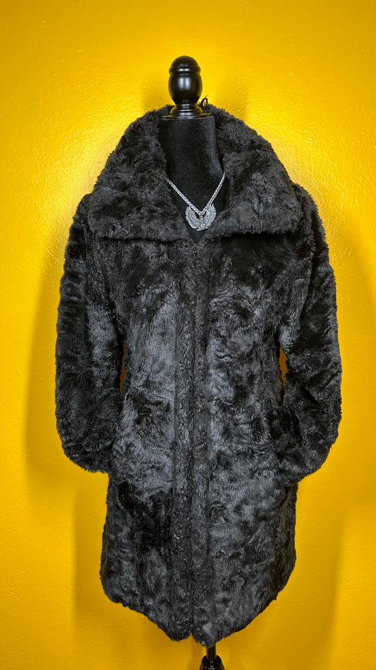 Vintage 1990s Faux Fur Black jacket