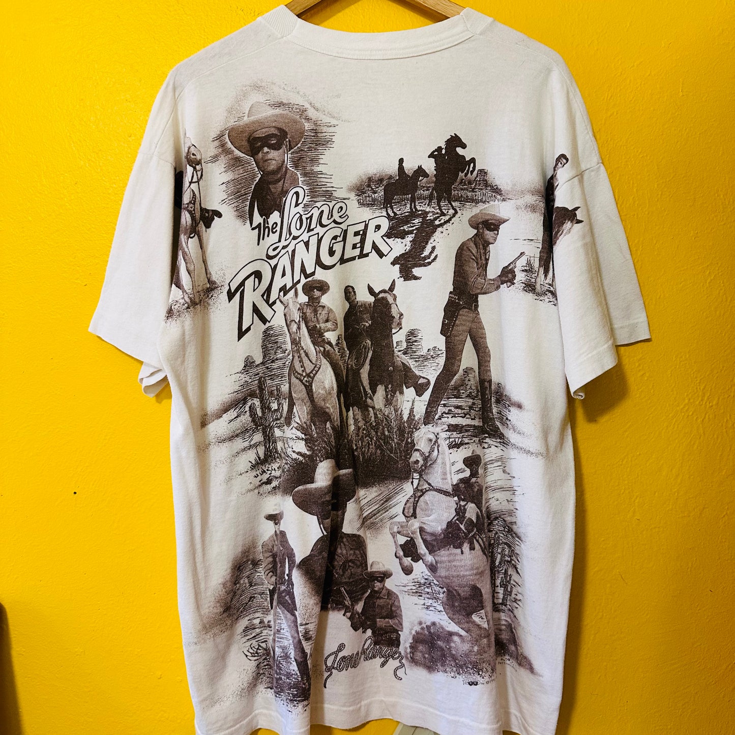 Vintage 1990s Lone Ranger AOP Movie Promo Tee Sz XL