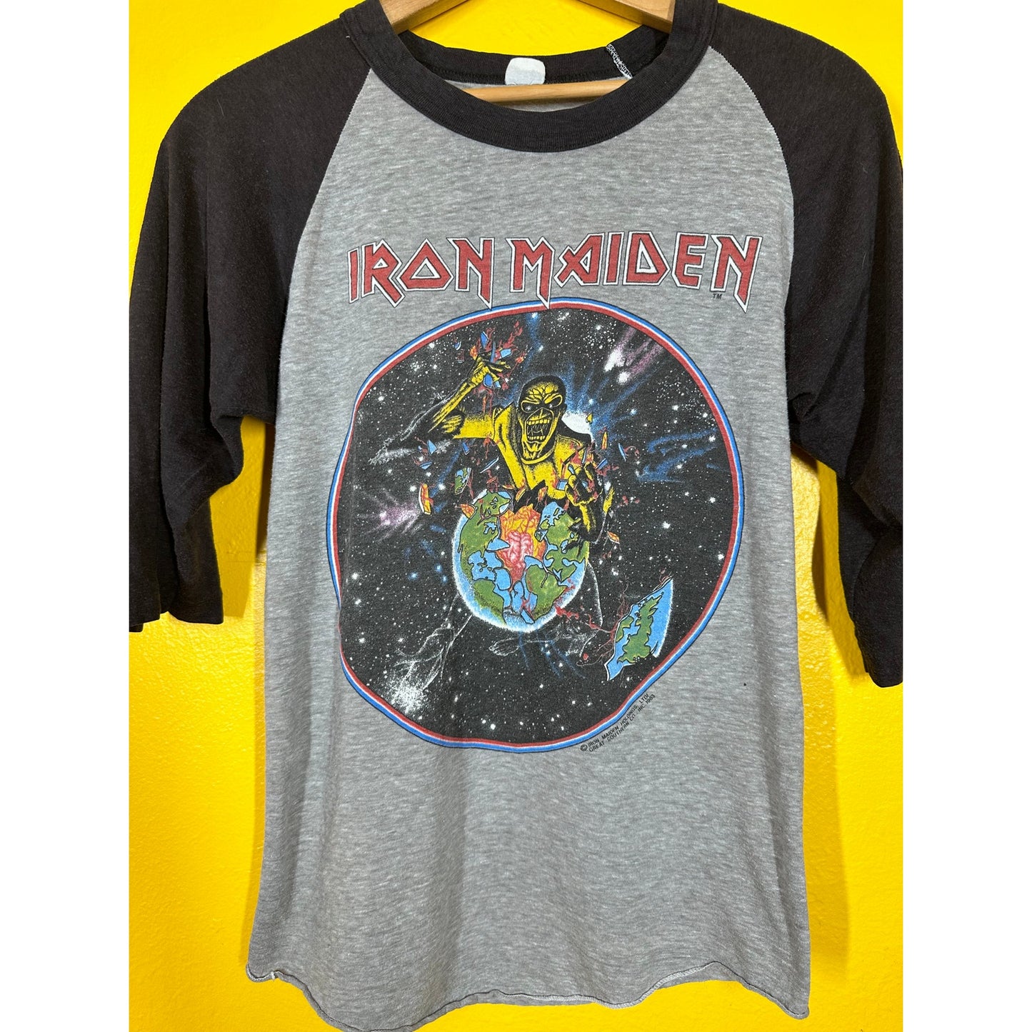 Vtg Iron Maiden Raglan Tee Single Stitch 1983 Dated Sz S Band Tee Music