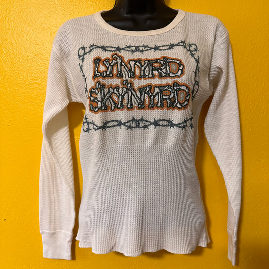 Vintage Waffle Knit With Lynyrd Skynyrd Barbed Wire Print S