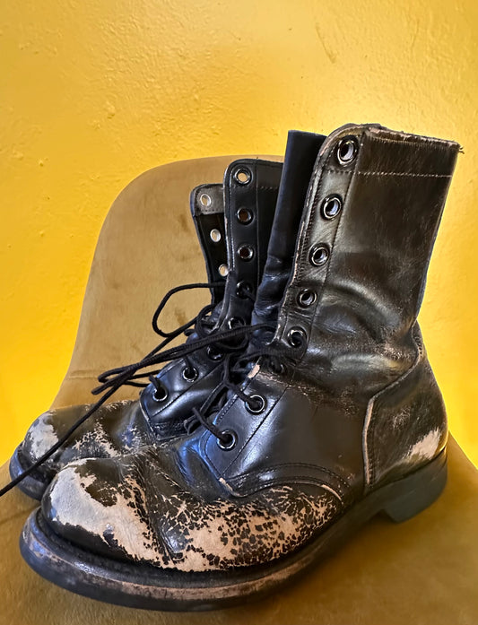 Vintage 1960s Faded Military Issue Vietnam Combat Boots Sz 9