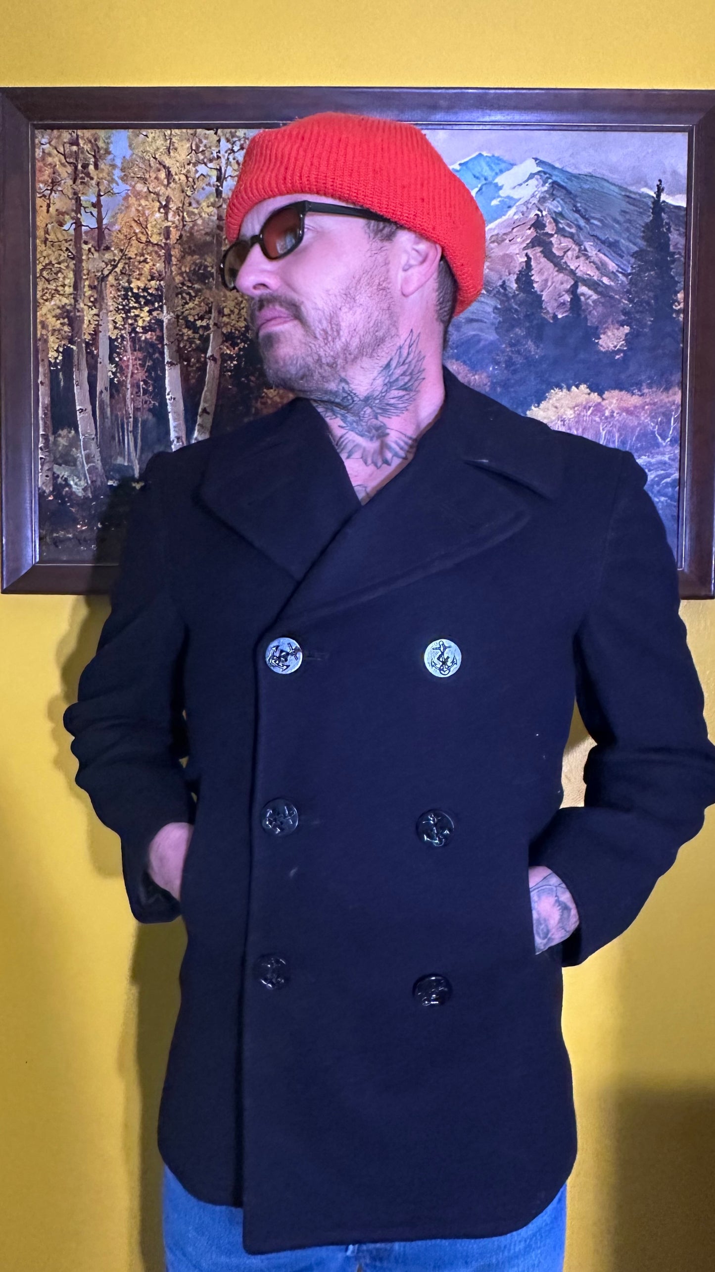 Military Issue 1970s Navy Peacoat M