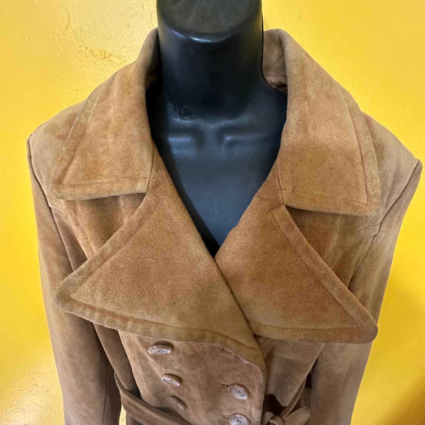 Vintage Suede 1960s Peter Pan Collar Peacoat Sz M