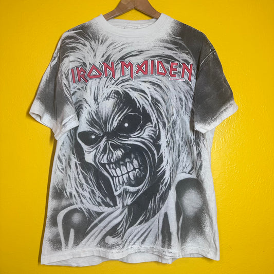 Vintage 1991 Iron Maiden AOP Tee Euro Tag Sz XL Single Stitch