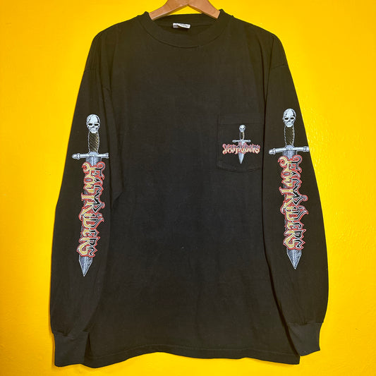 Vintage 1996 EASYRIDERS Dagger Longsleeve with Backhit and Sleevehits Biker Tee Sz XL