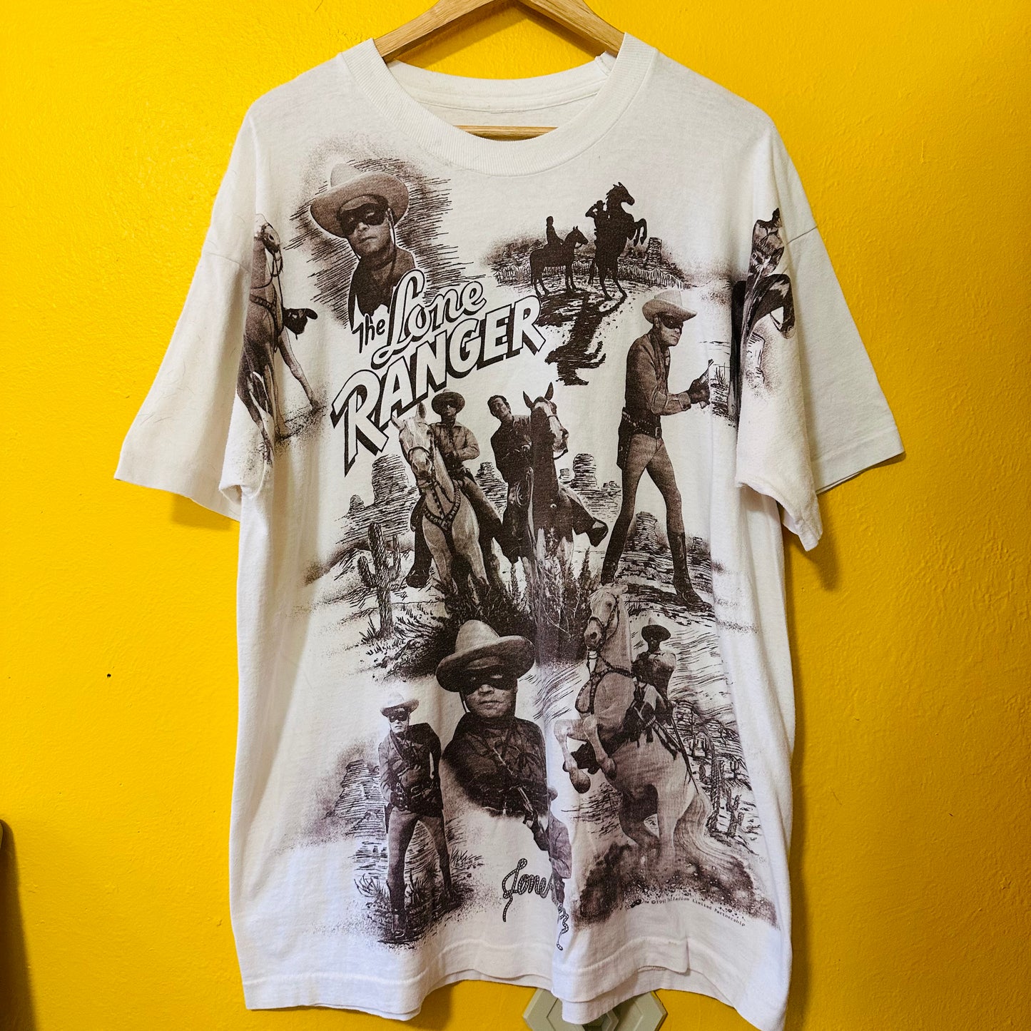 Vintage 1990s Lone Ranger AOP Movie Promo Tee Sz XL