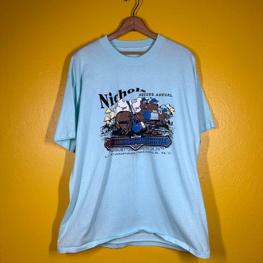 Vintage 1980s Train Tee Single Stitch Sz L