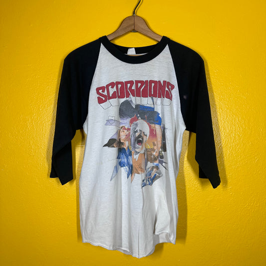 Vintage 1983 Scorpions Raglan Double Sided Single Stitch Metal Tee Shirt