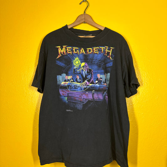 Vintage 1990 Megadeath World Tour Tee Licensed to Brockum Sz XL