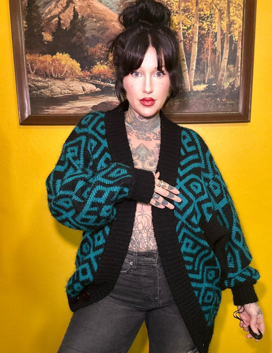 Vintage oversized Abstract Cardigan