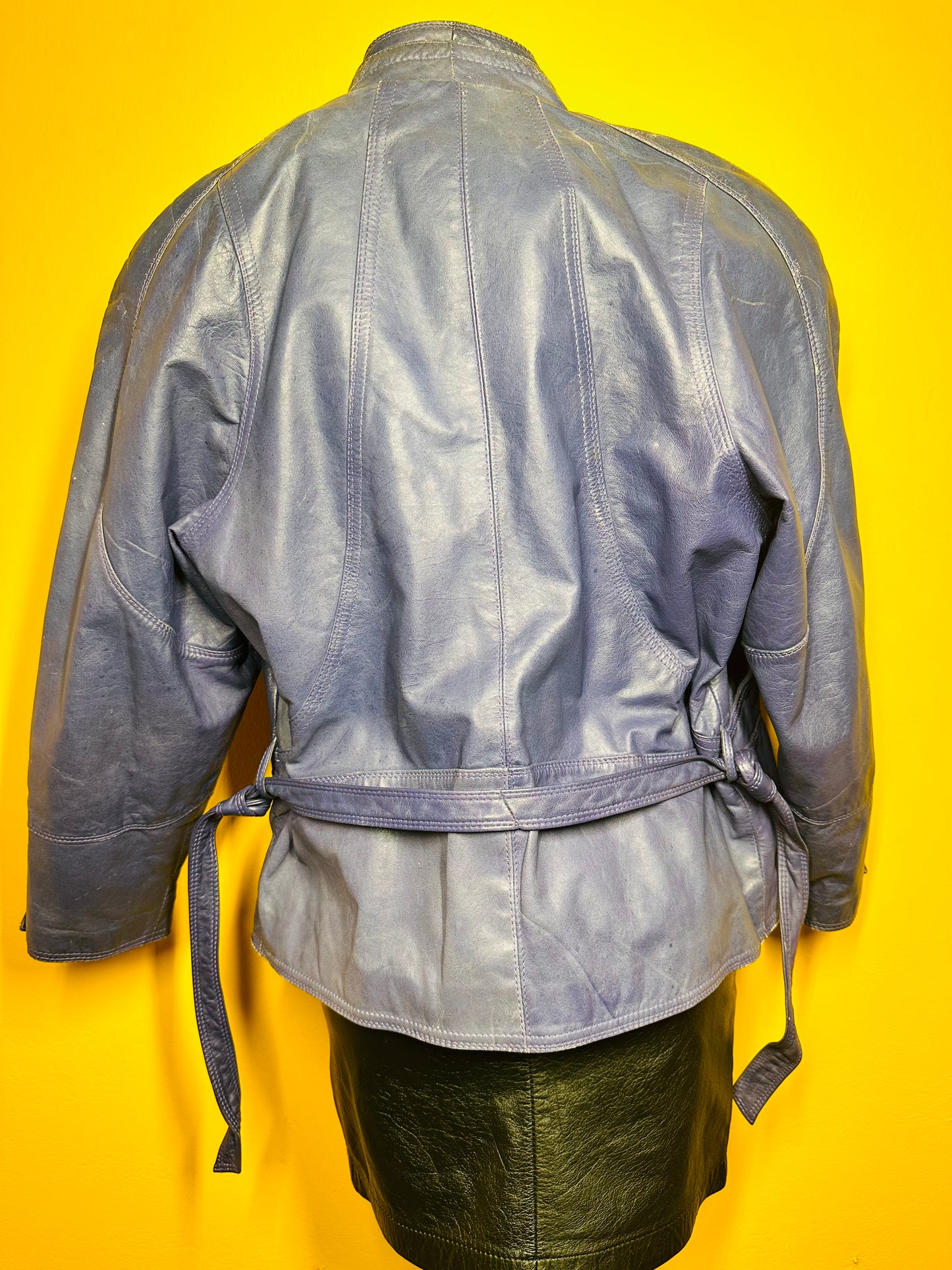Vintage Puff Shoulder 80s Blue Wilson’s Leather Bomber