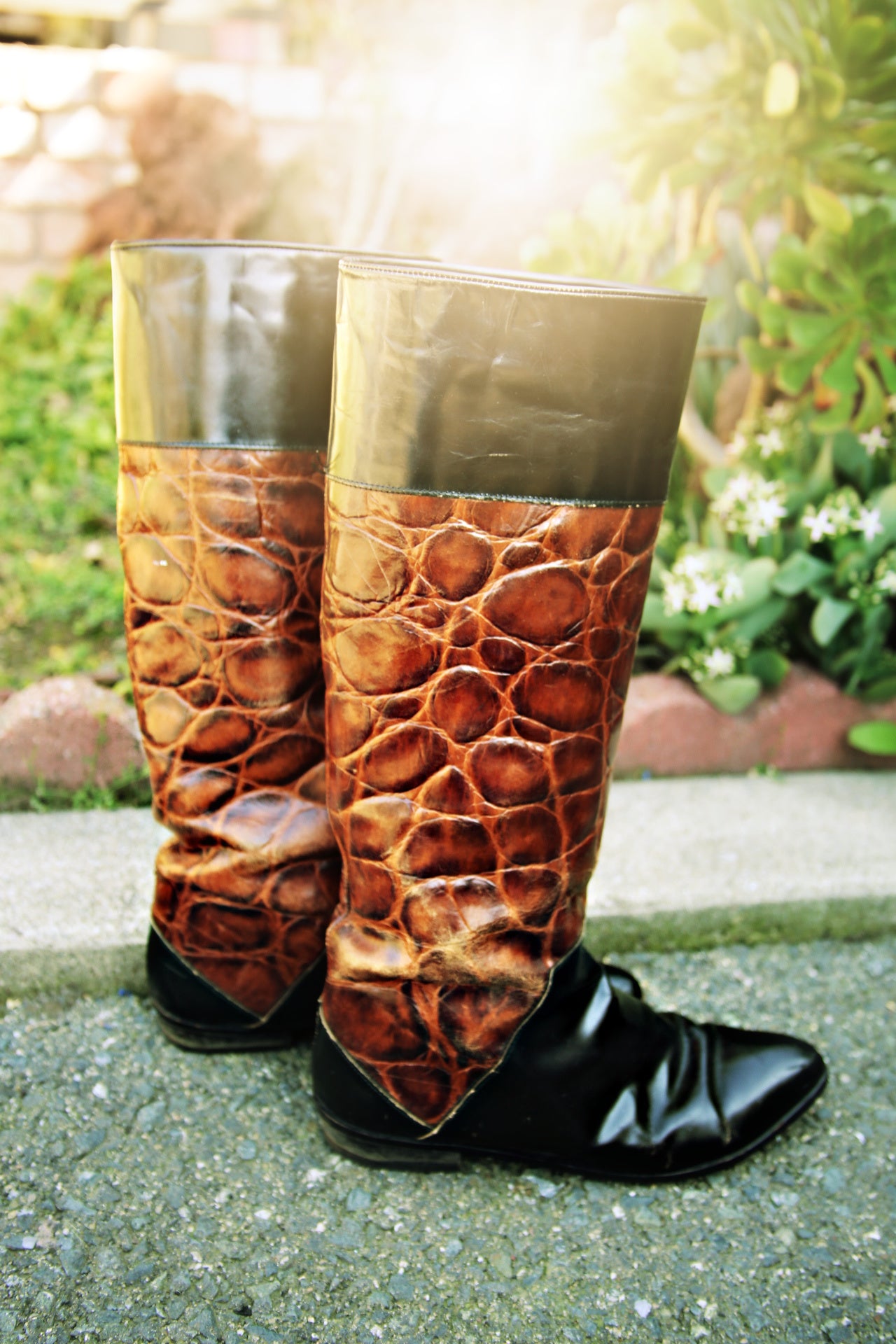 Giraffe Printed Leather Riding boots 8.5