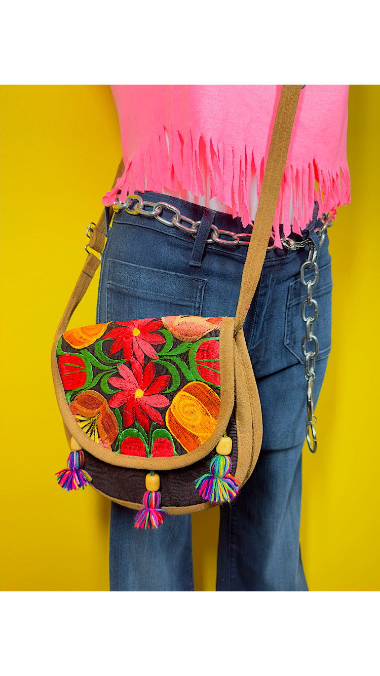 Floral Embroidered Colorful  Crossbody