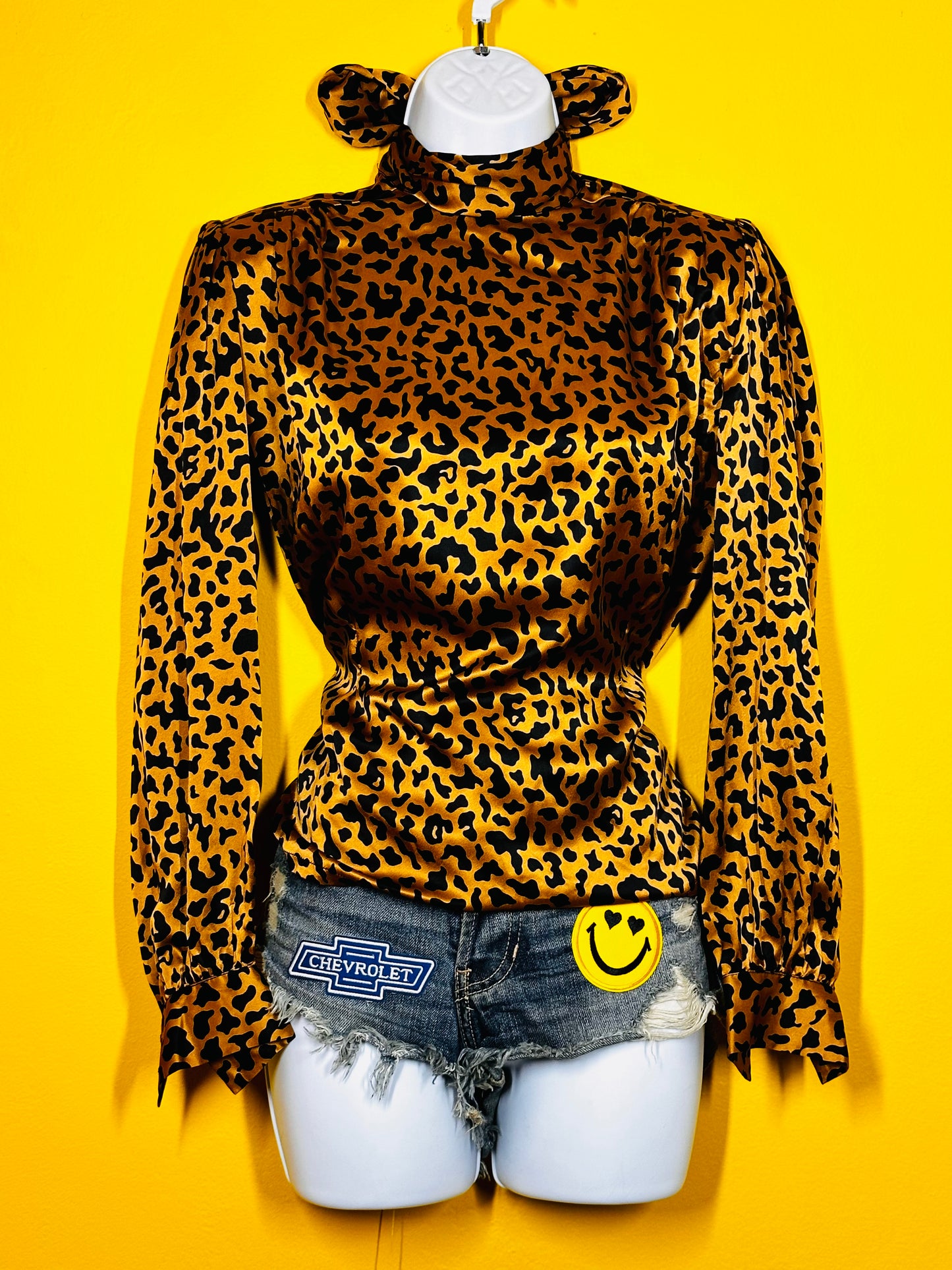 I Magnin Vintage Leopard 100% Silk Blouse