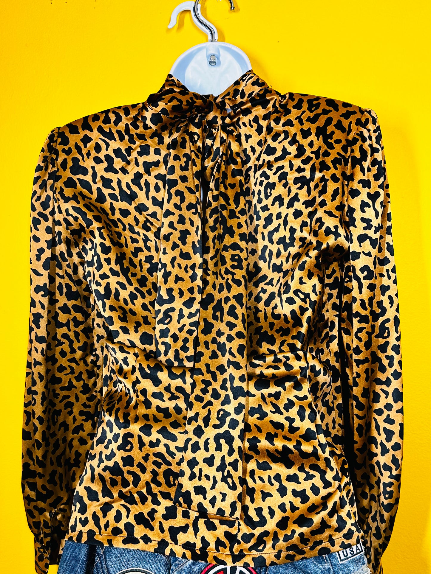 I Magnin Vintage Leopard 100% Silk Blouse