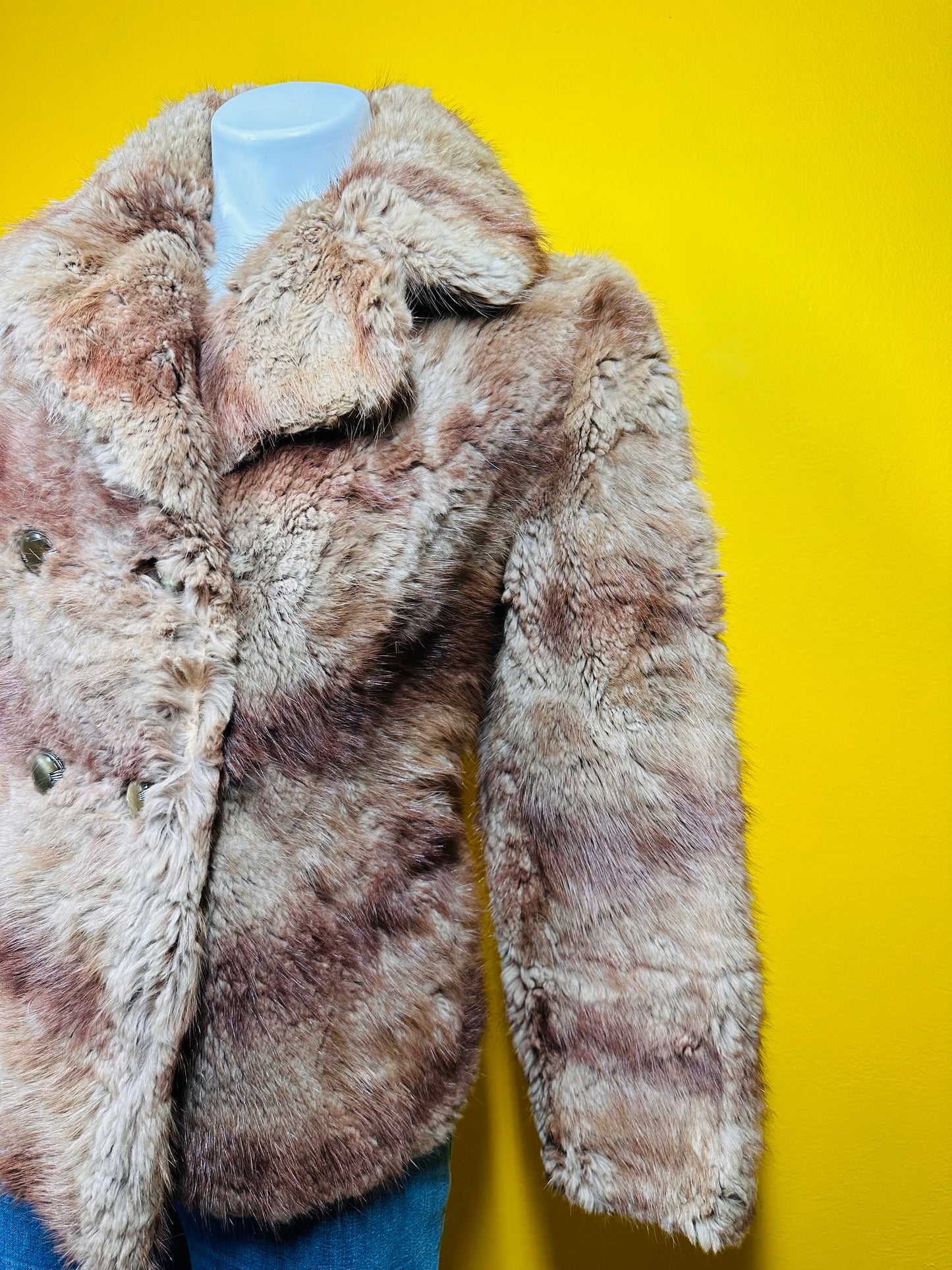 Vintage Fur Pea Coat S